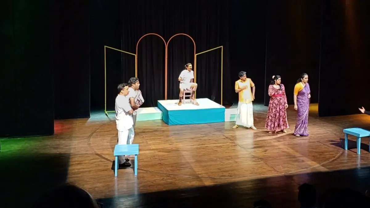 Actors performing a play on stage