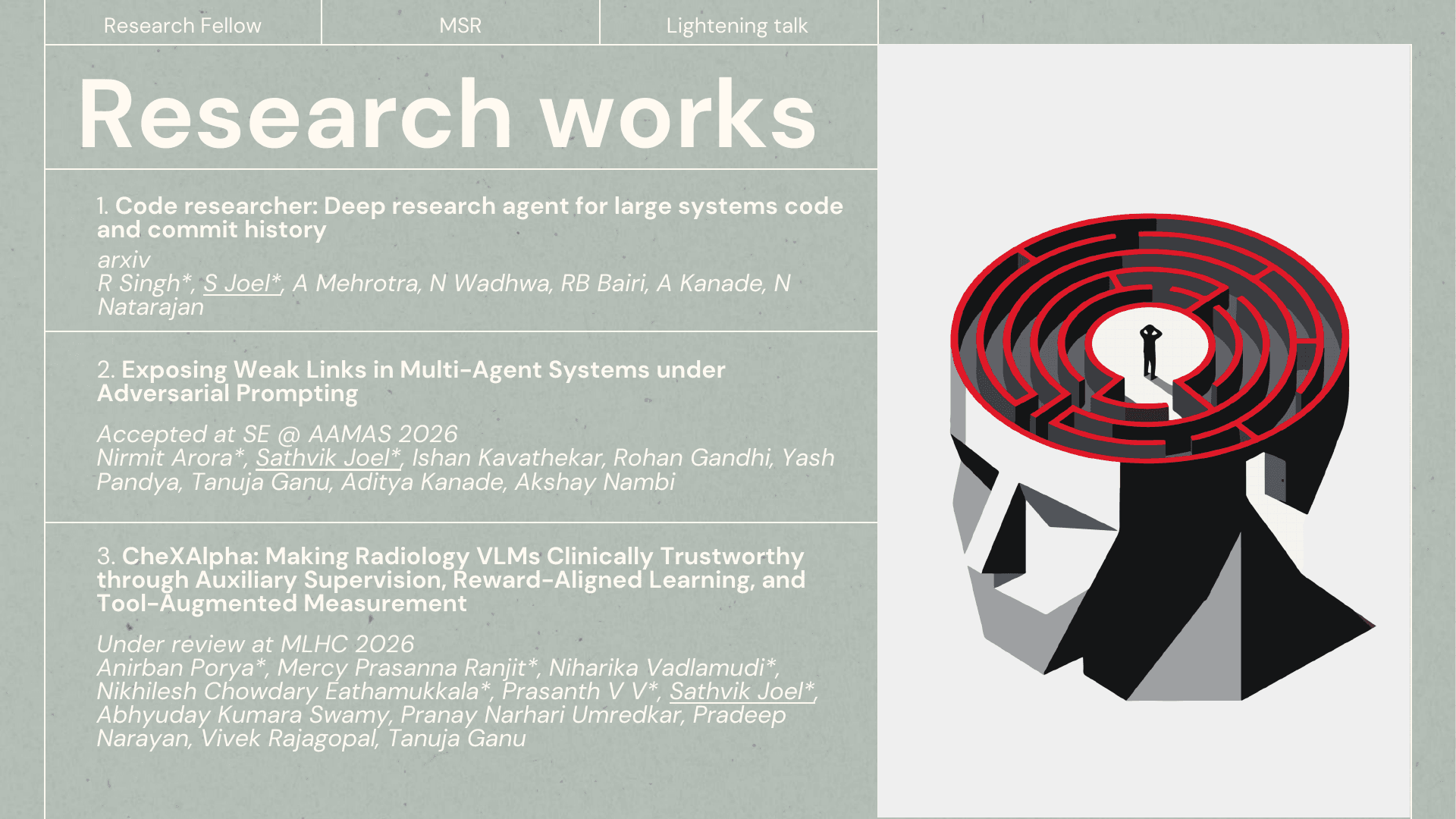 The research portfolio: three core projects